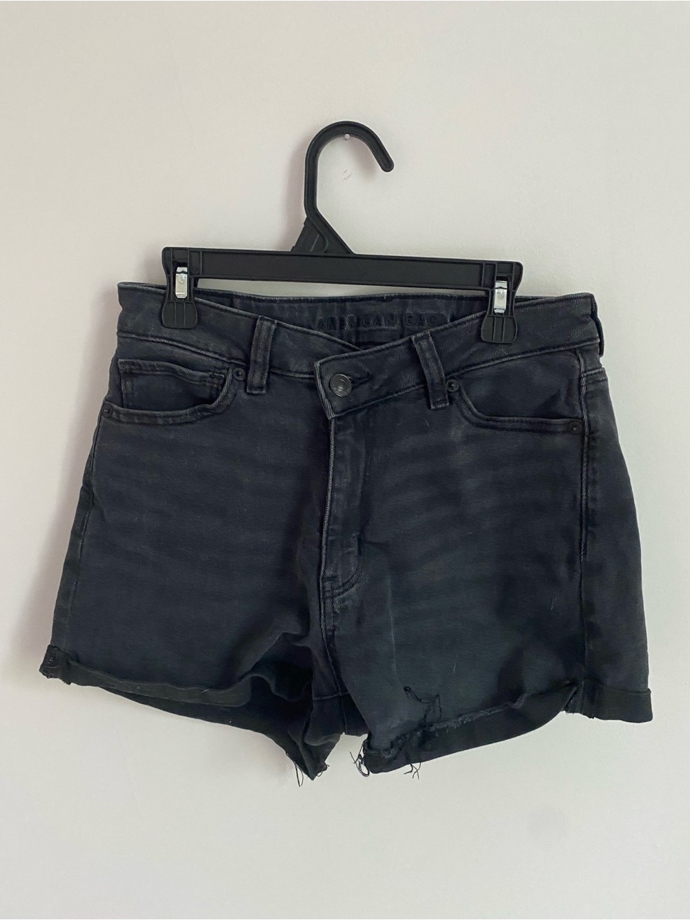 American Eagle Outfitters Black Distressed Denim Shorts